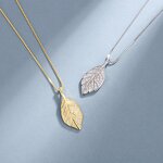 Zircon Leaf Necklace Manufacturer - Vintage 925 Silver 18K Gold Plated Fine