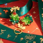 Christmas Earrings Manufacturer - Crystal Christmas Tree 18K Gold Plated Bow