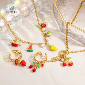 Strawberry Pendant Necklace Supplier - Trend Wholesale Creative Fine 18K Gold