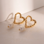 Pearl Heart Stud Earrings Factory - 18K Gold Plated Freshwater Pearl Religious