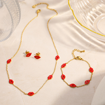 Red Lip Jewelry Set Supplier - Oil Drop Pendant 18K Gold Plated Set