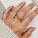 Geometric Bead Ring Supplier - Vintage 18K Gold Plated Open Hollow Ring