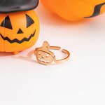 Halloween Ring Supplier - Stainless Steel Open 18K Gold Cartoon Pumpkin