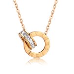 Pendant Necklace Factory - 18K Gold Stainless Steel Roman Double Ring