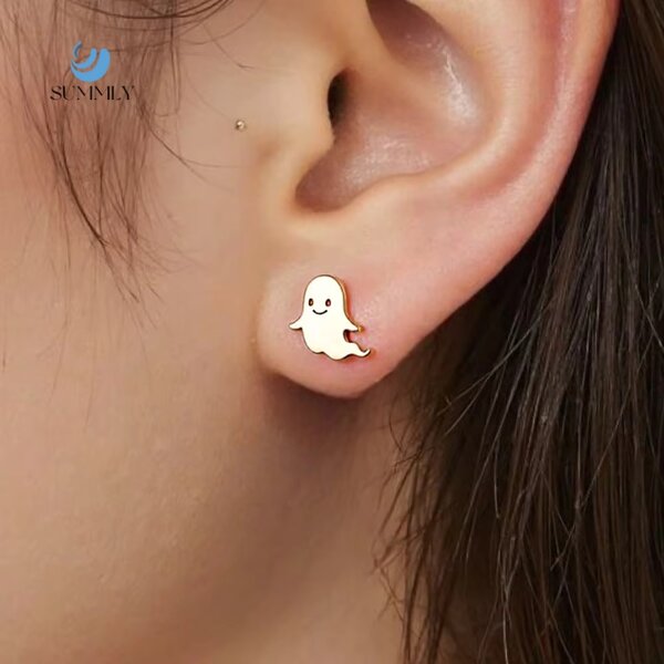 Halloween Earrings Manufacturer - Ghost Witch Pumpkin Head 18K Rose Gold Plated
