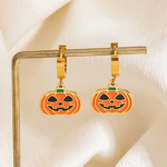 Halloween Jewelry Factory - Trendy Pumpkin Head Ghost 18K Gold Plated Charm
