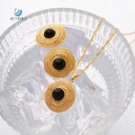 Round Earrings Supplier - High Quality Vintage 18K Gold Plated Agate