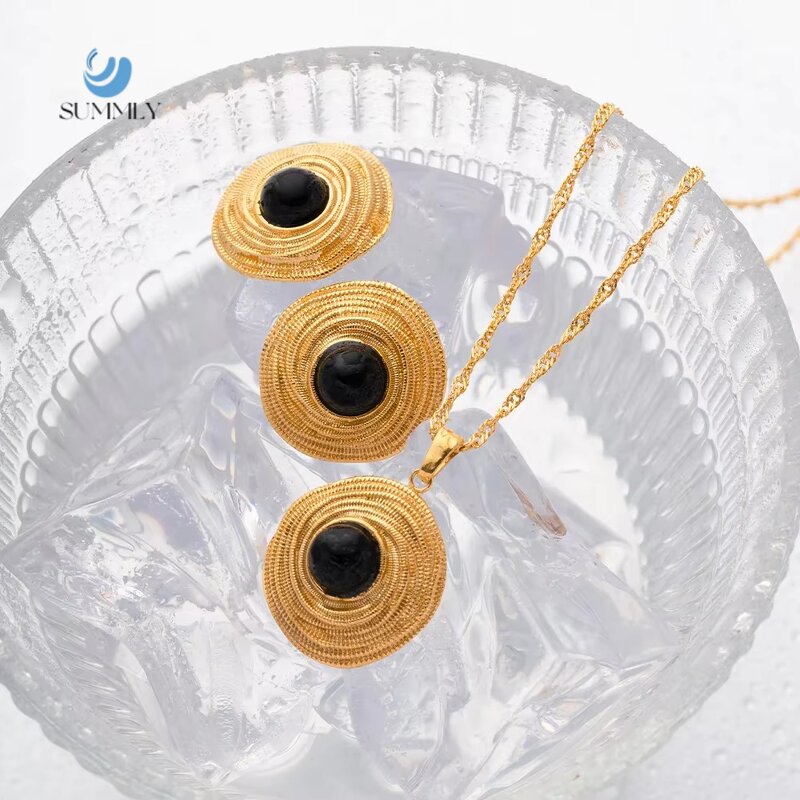 Round Earrings Supplier - High Quality Vintage 18K Gold Plated Agate