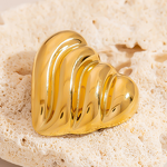 Heart Brooch Factory - Vintage Wholesale Corrugated 18K Gold Plated Stainless