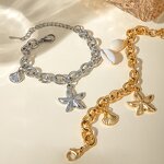 Ocean Bracelet Supplier - Vintage 18K Gold Plated Starfish Shell Bangles