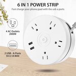 Round Power Strip Manufacturer - Portable Extension Cord Socket Plug USB Charger with 2 USB Cable