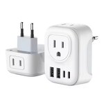 Travel Plug Adapter Manufacturer - PD 20W EU to US with 2 AC Outlets 4 USB Ports Fast Charging