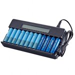 Battery Charger with LCD Factory - 18650 26650 12 Slots EU US Multiple Batteries Electric