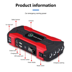 Smart Car Jump Starter Manufacturer - 12V Emergency Starting LED Lighter Safety Hammer Compass 600A