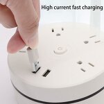 Round Power Strip Manufacturer - Portable Extension Cord Socket Plug USB Charger with 2 USB Cable