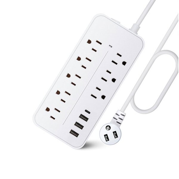 Surge Protector Power Strip Supplier - 3USB+1Type C Socket for Home US Standard 250V 8 Outlets