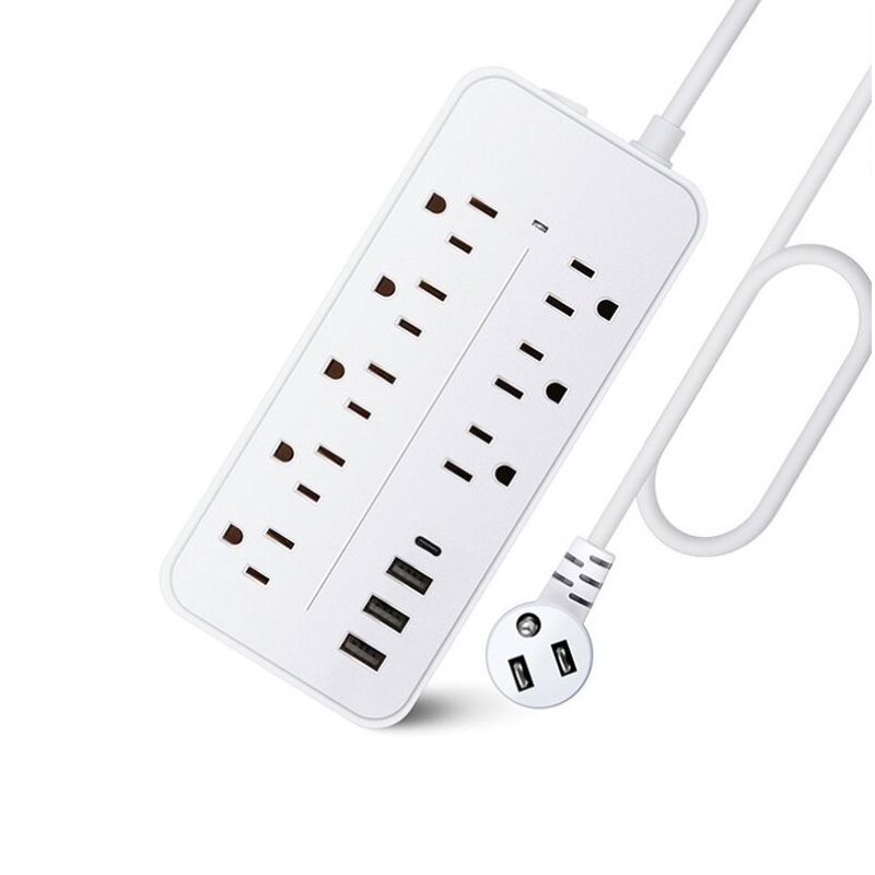 Surge Protector Power Strip Supplier - 3USB+1Type C Socket for Home US Standard 250V 8 Outlets