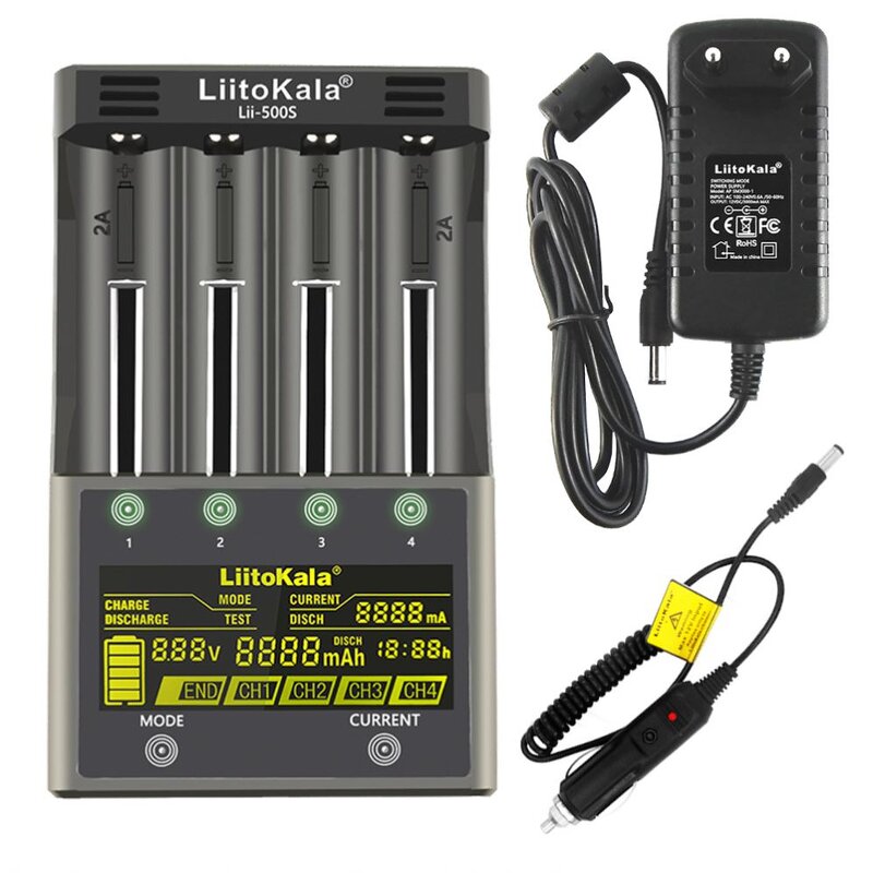 Battery Charger Supplier - LiitoKala Lii-500S LCD 3.7V 1.2V 18650 26650 21700 with Screen Test
