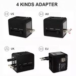 International Plug Adapter Factory - 2 USB Port World Travel AC Power Charger with AU US UK EU Converter