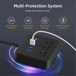 US Power Socket Extension Supplier - Surge Protector with 3 AC Outlets and 3 USB Ports Power Strip