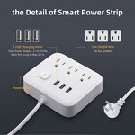 US Plug Power Strip Factory - 3AC Outlets Electrical Socket for Home Office 3USB Charging Port White
