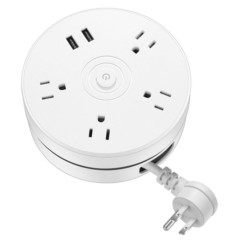 Power Strip Supplier - Round Universal Extension Cord Socket Plug USB Charger with Cable