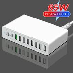 Multi Port USB Charger Factory - 65W Type C QC 3.0 PD 20W 10/6/5 Ports Fast Phone Charging Station
