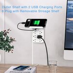 Wall Outlet Extention Manufacturer - 2USB+C US Receptacle 6 Way with Holder 5V 3.6A Fast Charging