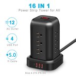 Desktop Sockets Charging Tower Factory - 16AWG US Standard PD Vertical Cable Tray USB 1.5m 13A bar