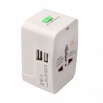 Worldwide Travel Adaptor Factory - All in One European Universal with 2 USB Ports for Asia Europe