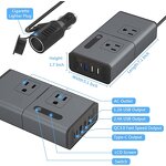 Car Power Inverter Manufacturer - DC 12V to 110V/220V 200W with 4-Port USB PD QC3.0 Adapter