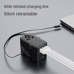 Universal Travel Charger Manufacturer - GaN PD 65w All in One 4 USB Retractable Cable Multi Fast