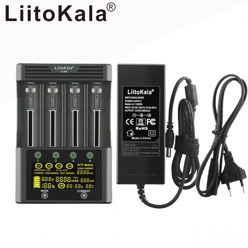 Battery Charger Factory - LiitoKala Lii-600 for Li-ion 3.7V and NiMH 1.2V 18650 26650 21700
