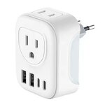 Travel Plug Adapter Manufacturer - PD 20W EU to US with 2 AC Outlets 4 USB Ports Fast Charging