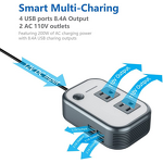 DC to AC Inverter Manufacturer - 12V to 110V 200W Car Power with Four USB Ports Charger