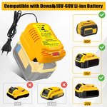 Battery Charger Replacement Manufacturer - for Dewalt Compatible 20V 60V Max Lithium DCB200 DCB204