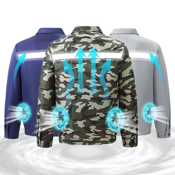 Battery Fan Cooling Jacket Factory - High Temperature Working Clothes Powered Summer Camouflage