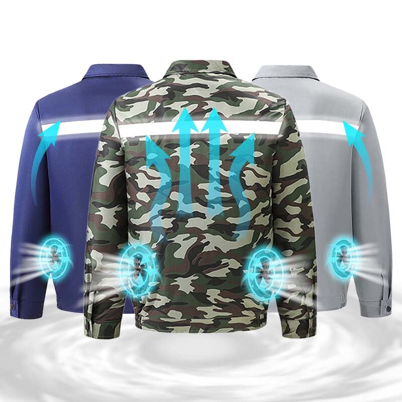 Battery Fan Cooling Jacket Factory - High Temperature Working Clothes Powered Summer Camouflage