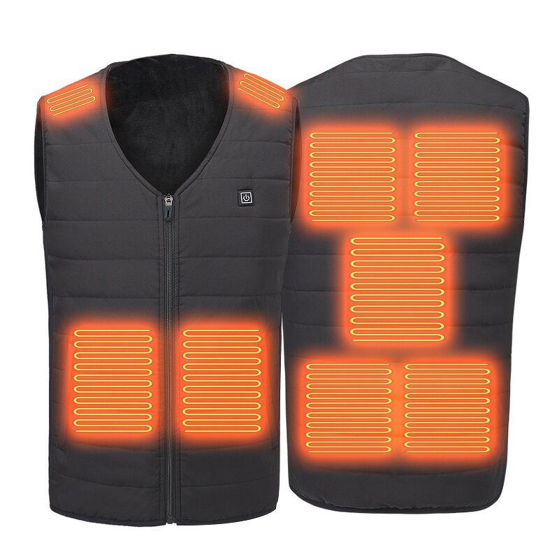 USB Heated Vest Factory - Custom 5V 9 Heating Zones Unisex Heated Waistcoat