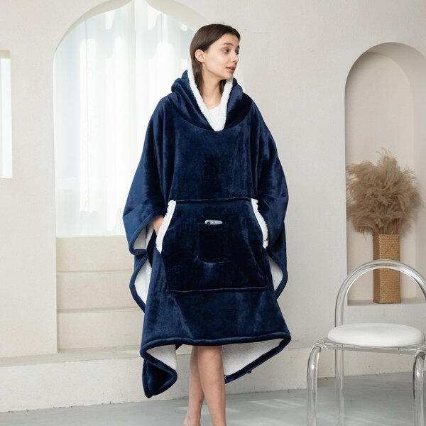 Warm Plush TV Blanket Manufacturer - With Sleeves Wrap Robe Hoodie Cover for Sofa Couch