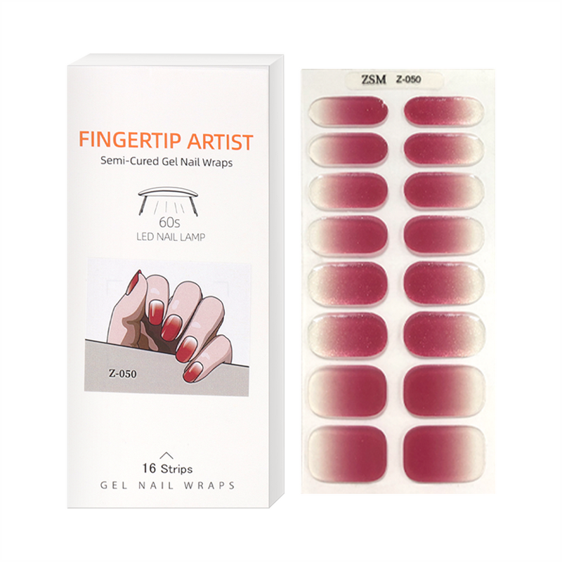 Semi-Cured Gel Nail Patch Factory - 16Tips Premium Quality UV Gel Full Cover Sticker