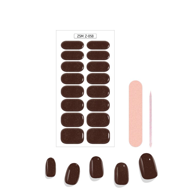 Solid Nude Nail Stickers Factory - Semi Cured Nail Polish Wraps High Quality Strips