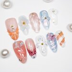 Press Nails Manufacturer - Luxury Handmade Almond 3D Flower Acrylic False Nails