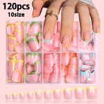 Soft Gel Nails Factory - Wholesale Durable 120pcs 10 Sizes Full Cover Colorful French