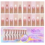 Gradient Nail Tips Supplier - Luxury 150pcs French Pink Almond Square Press on Tips
