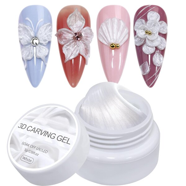 Nail Carving Gel Factory - New Satin White Pearl Gloss Non Stick 3D Modeling Gel