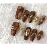 Luxury Acrylic Nails Factory - 10pcs Hand Painted Gel Press Stiletto Pattern Salon