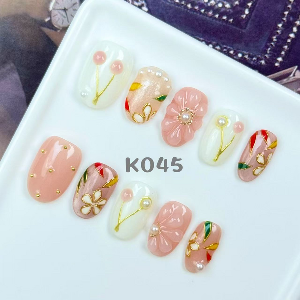 INS Flower Nails Factory - Handmade Quality Yellow Green False Press PMMA Removable