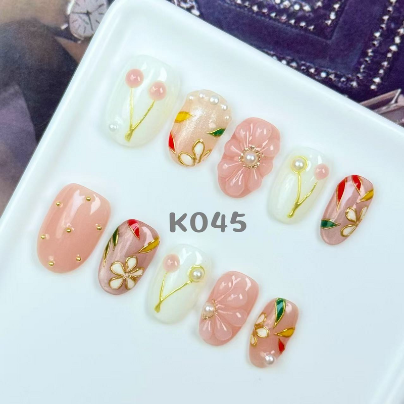 INS Flower Nails Factory - Handmade Quality Yellow Green False Press PMMA Removable