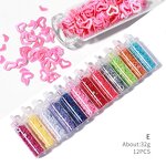 Nail Ornament Set Factory - 48-Color Glass Bottle Glitter Hex Caviar DIY Set